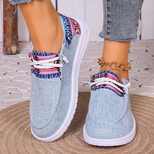 Women's Patchwork Lace-Up Casual Canvas Shoes 90736402S