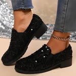 Women's Fashion Chunky Heel Sequined Casual Shoes 00439147S