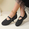 Women's Studded Soft Leather Casual Buckle Shoes 06269011C