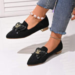 Women's Pointed Toe Beaded Shallow Flat Casual Shoes 38525316C