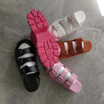 Women's Fashion Belt Buckle Platform Slippers 01556848C
