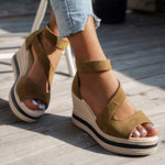 Women's Peep Toe Wedge Sandals with Back Zipper 28090937C