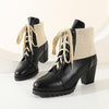 Women's Retro Knitted Chunky Heel Ankle Boots 26607757S