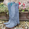 Women's Vintage Round Toe High-Calf Fringe Boots 36702826C