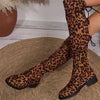 Women's Leopard Print Over-the-Knee Stretch Boots 03914668C