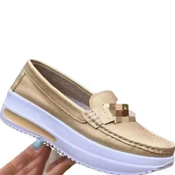 Women's Slip-On Loafers with Metal Buckle and Thick Sole 37371947C