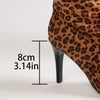 Women's Pointed Toe Leopard Print Ruched Over-the-Knee Stiletto Boots 20752947C