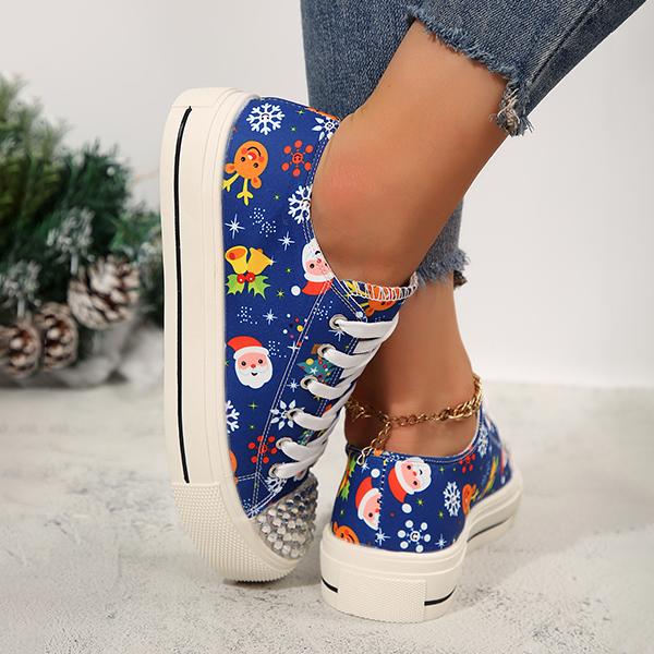 Women's Casual Rhinestone Christmas Canvas Shoes 17698639S