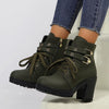 Women's Casual Lace-Up Chunky Heel Short Boots 19740060S