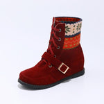 Women's Ethnic Style Belt Buckle Christmas Pattern Short Boots 78752198S