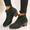 Women's Lace-Up Square Heel Low Ankle Fashion Boots with Rear Zipper 69668715C