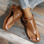 Women's Fashion Stud Buckle Flat Flip Sandals 12789453C