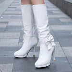 Women's High Heel Bowknot Knee-High Boots 25793922C