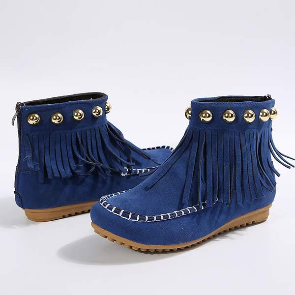 Women's Flat Fringe Studded Ankle Boots 77857904C