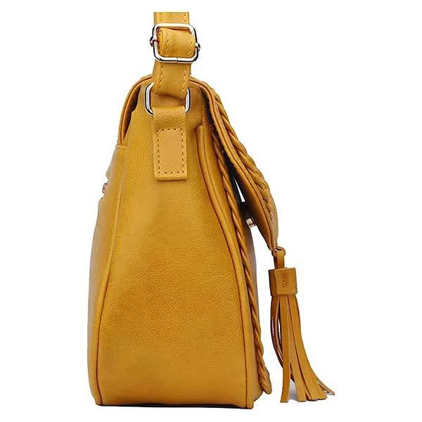 Women's Handwoven Tassel Vintage Saddle Bag 85411522C