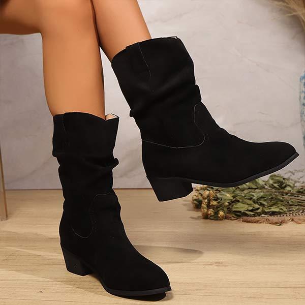 Women's Pointed Toe Western Block Heel Ankle Boots 41915278C