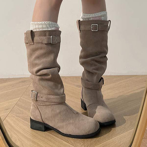 Women's Chunky Heel Slouchy Boots 05929680C