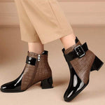 Women's Color-Block Chunky Heel Ankle Boots 57066656C