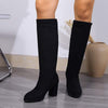 Women's Suede Chunky Heel Stretch Over-the-Knee Boots 63909600C