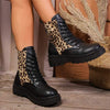 Women's Front Lace-Up Leopard Print Martin Boots 24809240C