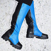 Women's Patchwork Chunky Heel Knee-High Boots 95524415C