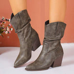 Women's Pointed-Toe Chunky Heel Slouch Western Cowboy Boots 84048927C