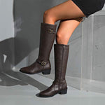 Women's Long Riding Boots with Buckle Strap 07520002C