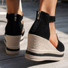 Women's Peep Toe Wedge Sandals with Back Zipper 28090937C