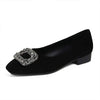 Women's Square-Toe Low-Heel Flats with Rhinestone Buckle 47621049C