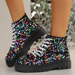 Women's Sequin Platform Ankle Boots 69056031C