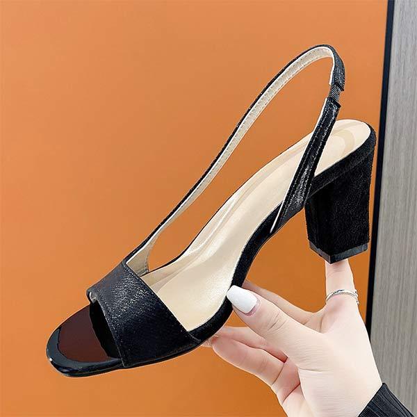 Women's Side-Cut Slingback Chunky Heel Sandals 61449549C