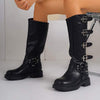 Women's Vintage Buckle Strap Knee-High Riding Boots 90530456C