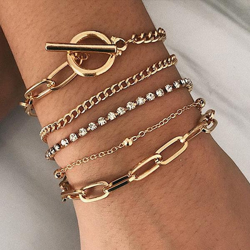 Fashion Geometric Ot Buckle Multilayer Bracelet 55578168C