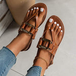 Women's Flat Metal Buckle Thong Sandals 97035240C