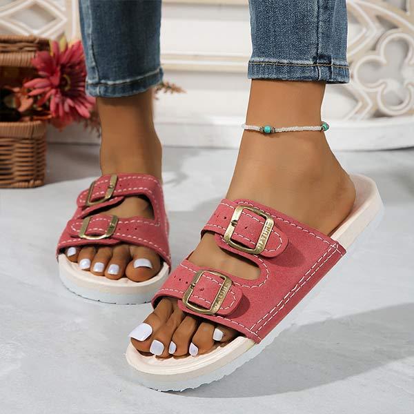Women's Casual Suede One-Strap Buckle Sandals 23033073C