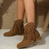 Women's Studded Western Cowboy Boots with Fringes 77345016C