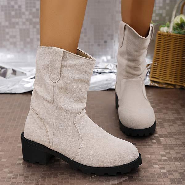 Women's Suede Chunky Heel Slouch Boots 37056993C