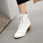 Women's Chunky Heel Lace-Up Combat Boots 44628562C