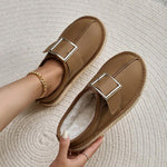 Women's Casual Square Buckle Thick Soled Cotton Slippers 21257327S