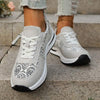 Women's Flat Round Toe Front Lace-Up Sneakers 17600120C