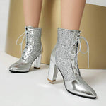 Women's Fashion Sequin-Patch High-Heel Ankle Boots 31166104C