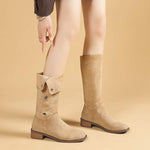 Women's Low Heel Block Heel Knee-High Boots 08404041C