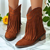 Women's Retro Suede Tassel Ankle Boots 03577072C