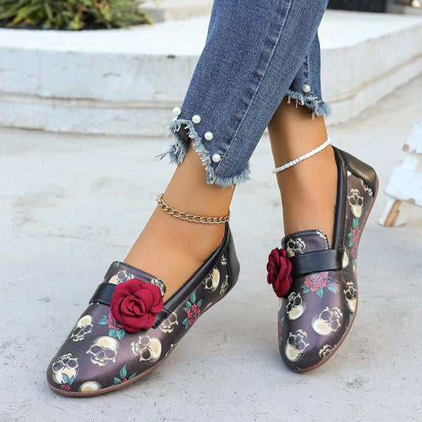 Women's Casual Skull Rose Flat Shoes 38695950S