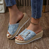 Women's Fashion Wedge Platform Rhinestone Slide Sandals 42961013C