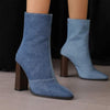 Women's Pointed-Toe Color-Block Chunky Heel Ankle Boots 81846084C