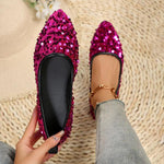 Women's Fashionable Sequined Slip-On Flats 07143243S