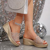 Women's Rhinestone Peep Toe Non-Slip Thick Soled Slippers 06904313S