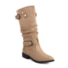 Women's Low Heel Suede Slouch Fashion Boots 90329834C