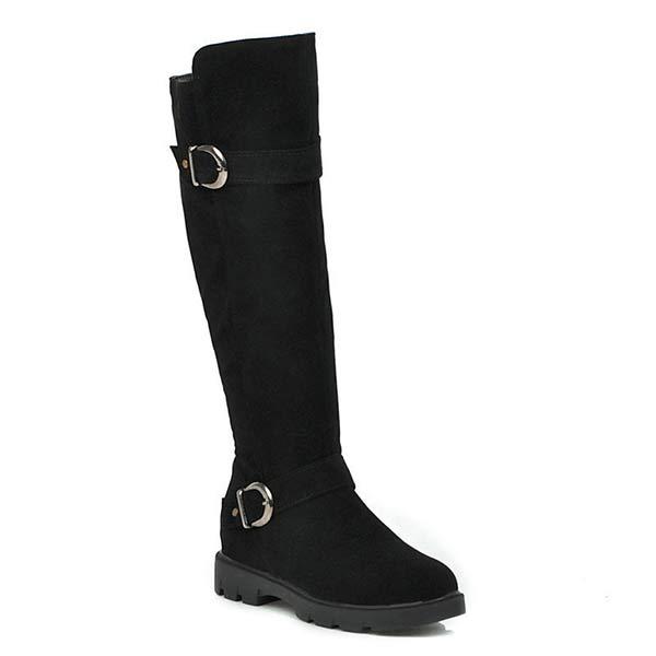 Women's Flat Buckle-Strap Knee-High Boots 35363104C